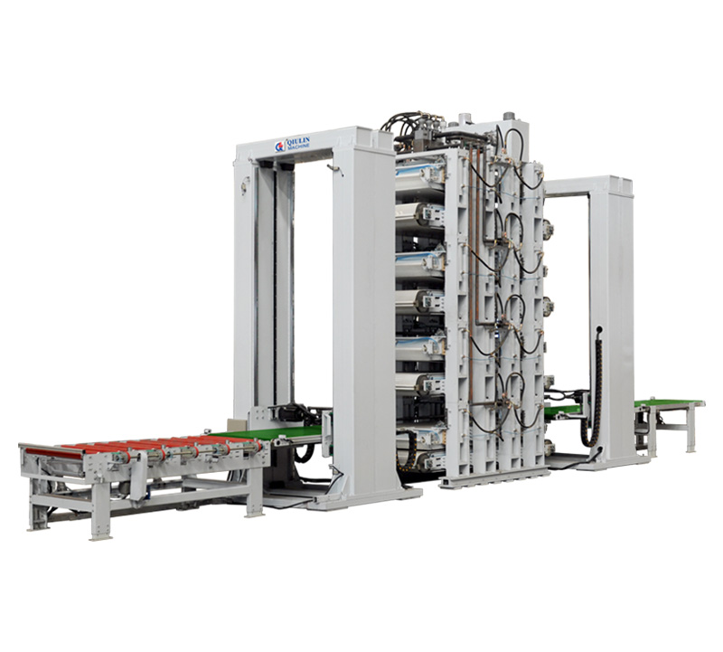 分層輸送帶進(jìn)出料木門壓貼機組